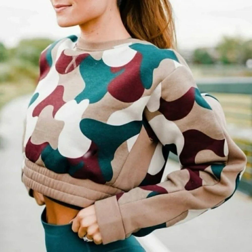 Balance Athletic Camouflage Camo Cropped Crop Sweatshirt Crewneck Small​​​​​​​​​